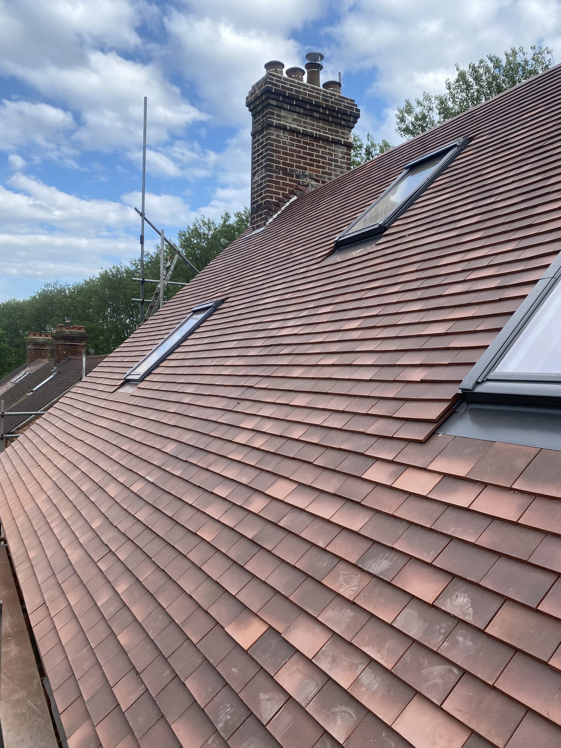 Completed clay plain tile roof