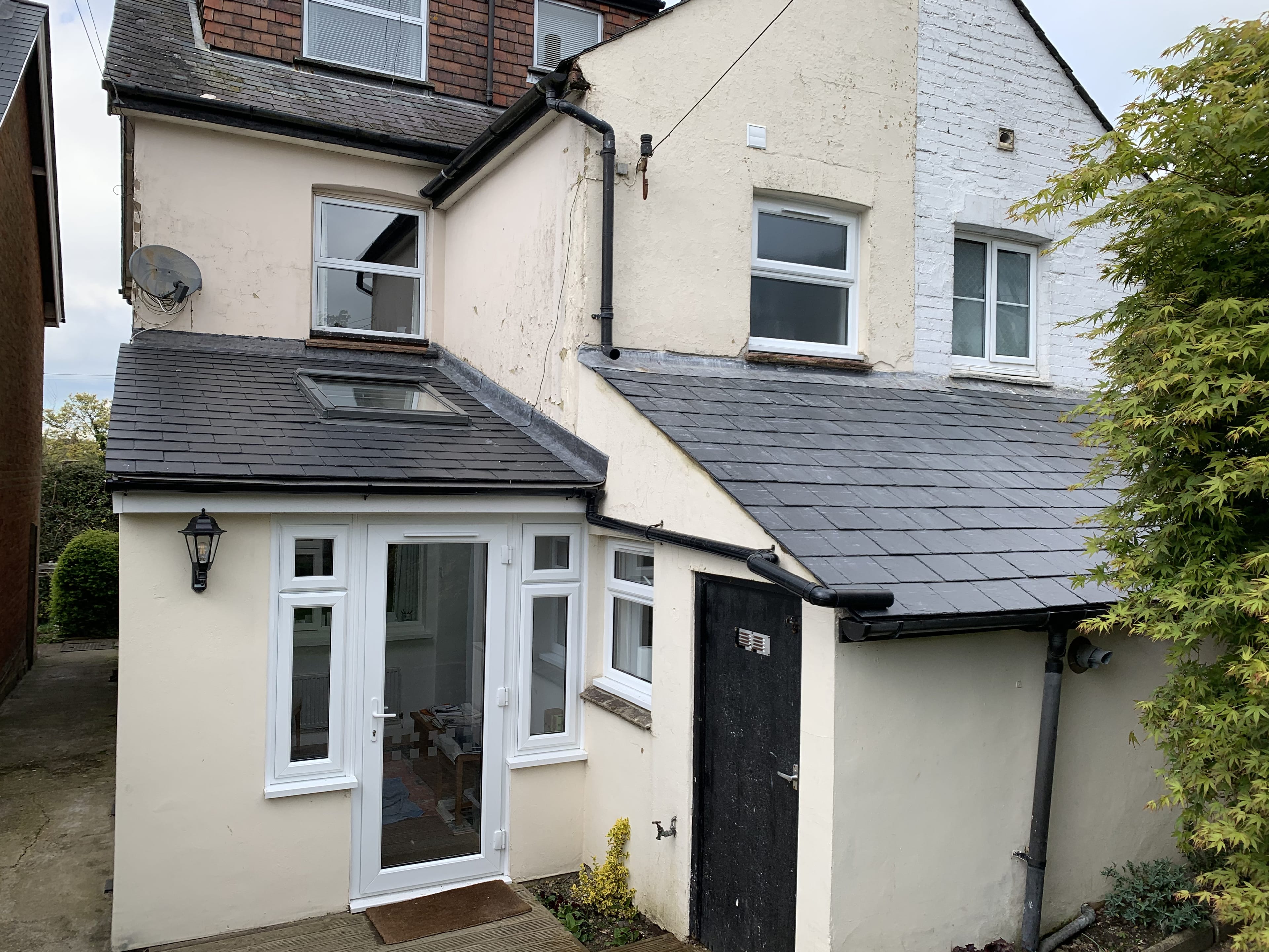 Completed slate extension roof
